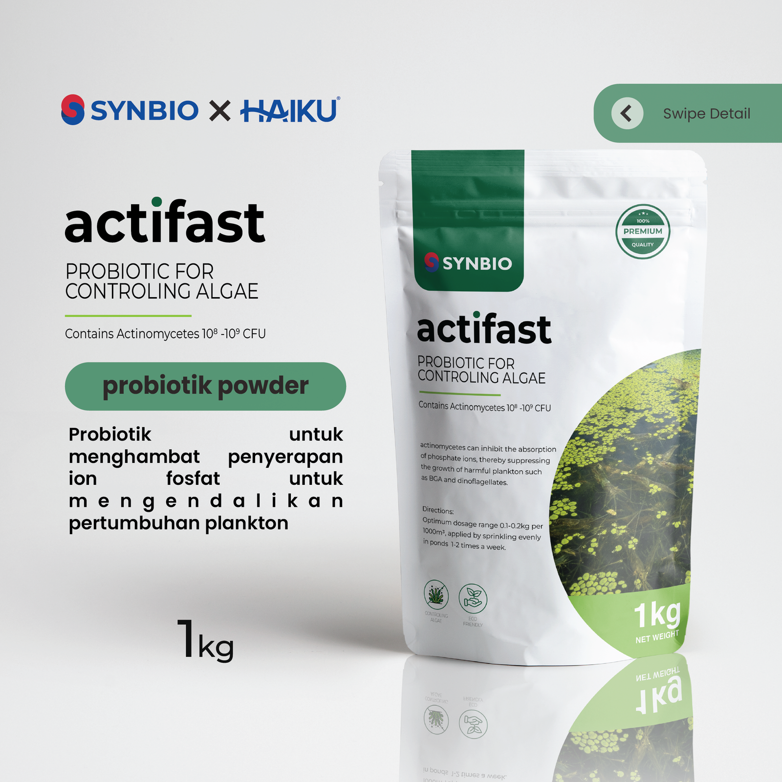 actifast bakteri pengendali algae dengan actinomycetes untuk mengurangi penyerapan ions fosfat dan menjaga keseimbangan plankton 1 kg