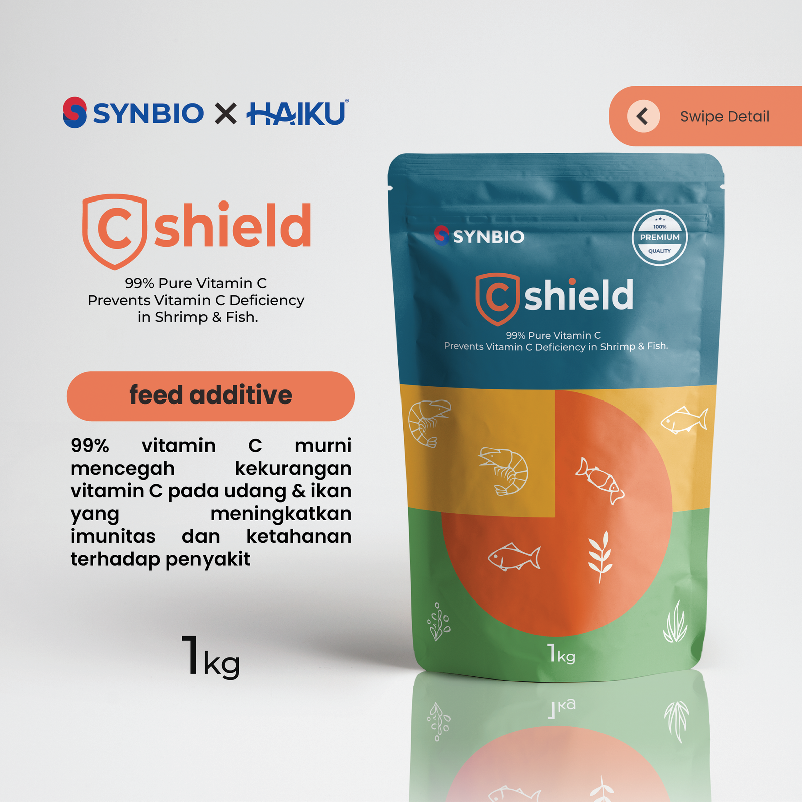 Suplemen C-shield Vitamin C 99 Persen untuk Udang dan Ikan Anti-Stres