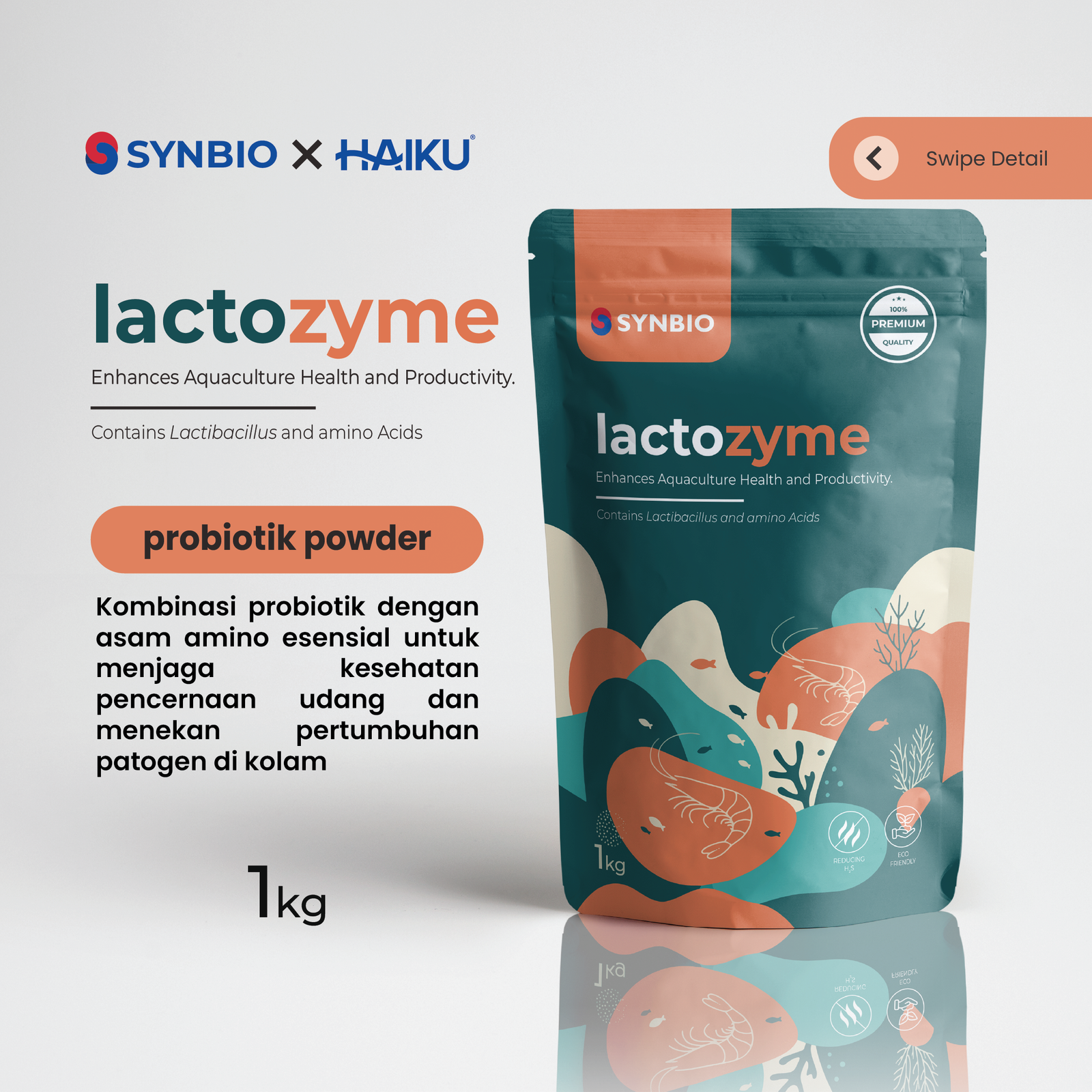 Produk Lactozyme Probiotik Asam Laktat dan Asam Amino untuk Pencernaan Udang
